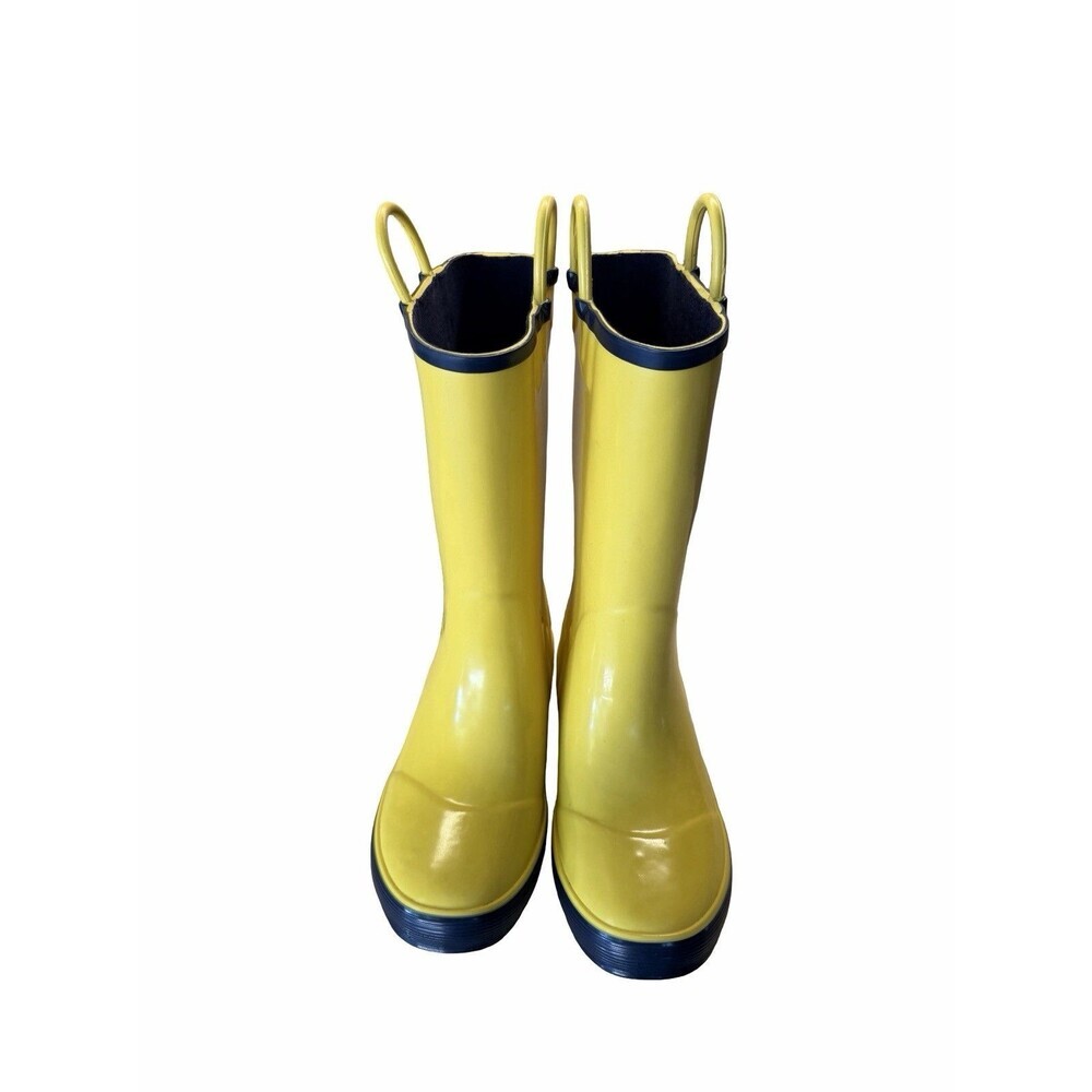 L.Bean Kids Puddle Stompers Rain Boots Size 2 Yellow Rubber Waterproof Durable - Picture 6 of 9